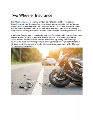 Two Wheeler Insurance