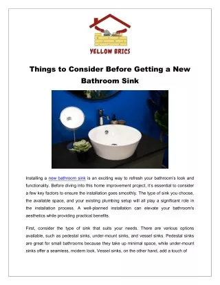 Things to Consider Before Getting a New Bathroom Sink