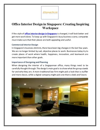 Office Interior Design in Singapore - Creating Inspiring Workspace