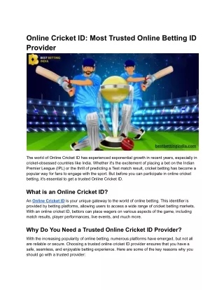 Online Cricket ID_ Most Trusted Online Betting ID Provider