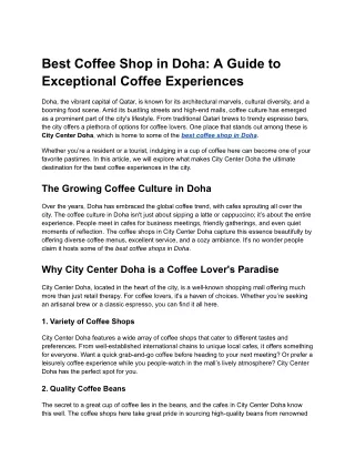 Best Coffee Shop in Doha_ A Guide to Exceptional Coffee Experiences