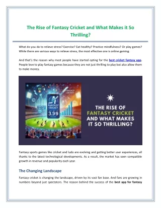 The Rise of Fantasy Cricket and What Makes it So Thrilling!