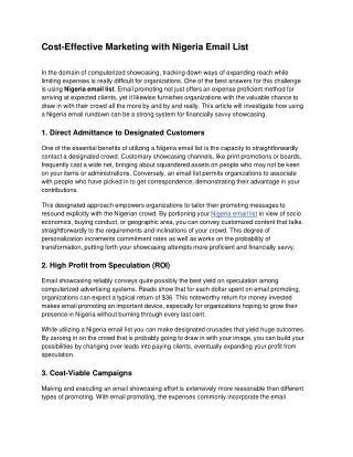 Cost-Effective Marketing with Nigeria Email List