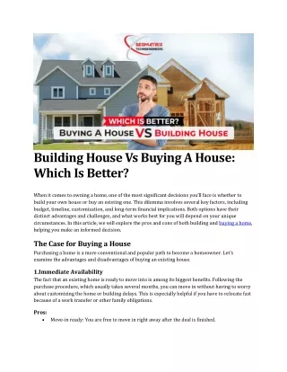 Building House Vs Buying A House: Which Is Better?