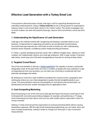 Effective Lead Generation with a Turkey Email List