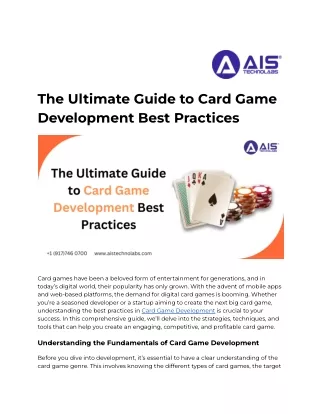 The Ultimate Guide to Card Game Development Best Practices