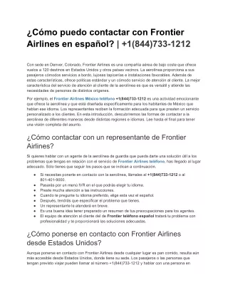 ¿Cómo puedo contactar con Frontier Airlines en español_ _  1(844)733-1212