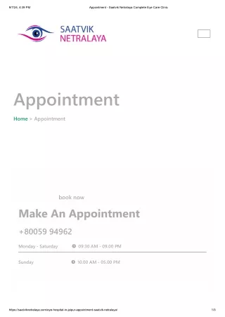 Appointment - Saatvik Netralaya Complete Eye Care Clinic