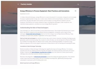 Energy Efficiency in Process Equipment Best Practices and Innovations