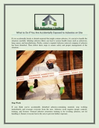 What to Do if You Are Accidentally Exposed to Asbestos on Site