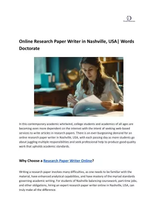 Online Research Paper Writer in Nashville, USA_ Words Doctorate