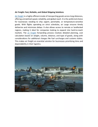 Air Freight: Fast, Reliable, and Global Shipping Solutions