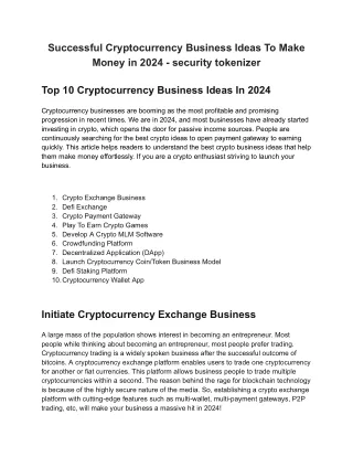 Top 10 Successful Cryptocurrency Business Ideas To Make Money in 2024 - security tokenizer (1)