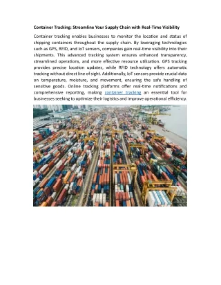 Container Tracking: Streamline Your Supply Chain with Real-Time Visibility