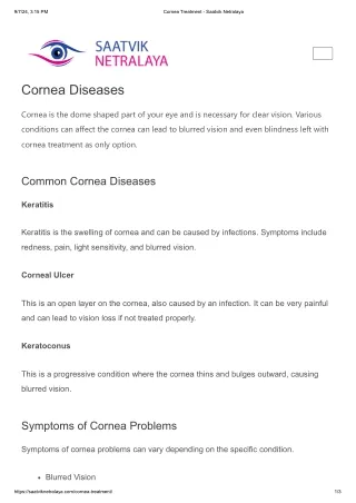 Cornea Treatment - Saatvik Netralaya