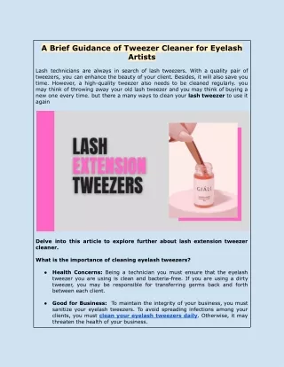 A Brief Guidance of Tweezer Cleaner for Eyelash Artists