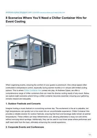 8 Scenarios Where You will Need a Chiller Container Hire for Event Cooling
