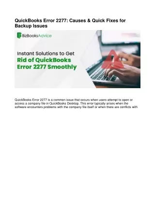 QuickBooks Error 2277: Resolve Backup Issues Quickly