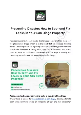 Preventing Disaster_ How to Spot and Fix Leaks in Your San Diego Property
