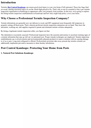 Termite Inspection Companies in Kamloops: Protecting Your Home from Termites