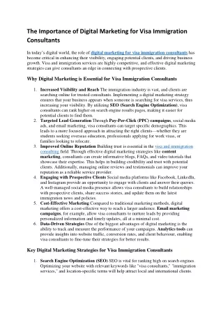 The Importance of Digital Marketing for Visa Immigration Consultants