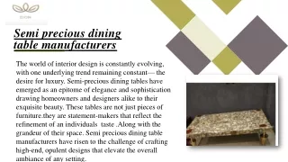 Luxury Defined: Semi Precious Dining Table Manufacturers for Exquisite Spaces