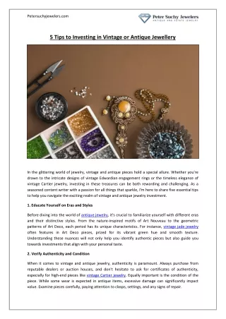 5 Tips to Investing in Vintage or Antique Jewellery