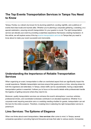 The Top Events Transportation Services in Tampa You Need to Know