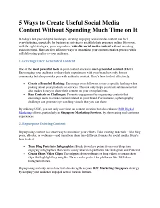 5 Ways to Create Useful Social Media Content Without Spending Much Time on It