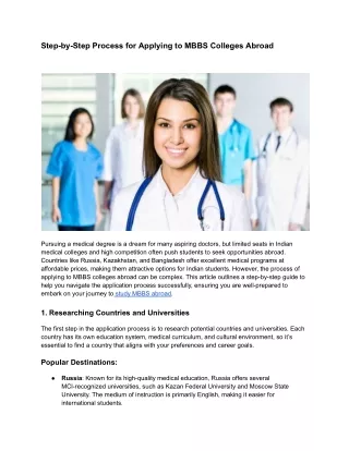 Step-by-Step Process for Applying to MBBS Colleges Abroad