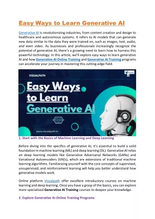 Generative  AI  Training |  Generative  AI Online Training