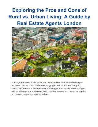 Exploring the Pros and Cons of Rural vs. Urban Living_ A Guide by Real Estate Agents London