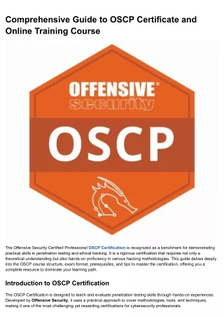Comprehensive Guide to OSCP Online Training and Certification Course