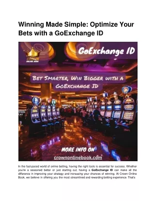 Winning Made Simple_ Optimize Your Bets with a GoExchange ID