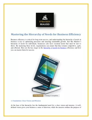 Hierarchy of Needs for Business