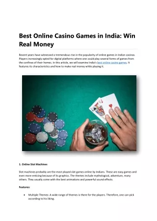 Best Online Casino Games in India Win Real Money