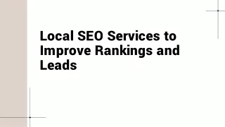Local SEO Services to Improve Rankings and Leads