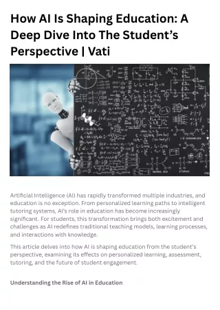 How AI Is Shaping Education A Deep Dive Into The Student’s Perspective  Vati