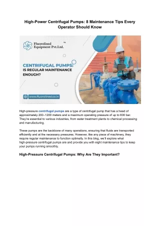 High-Power Centrifugal Pumps_ 8 Maintenance Tips Every Operator Should Know