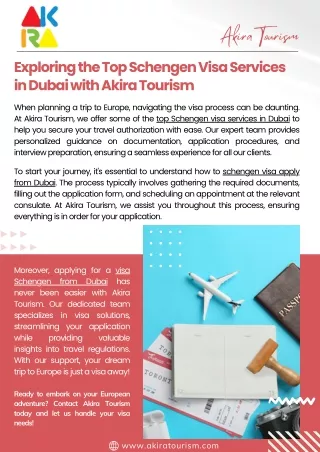 Exploring the Top Schengen Visa Services in Dubai - Akira Tourism