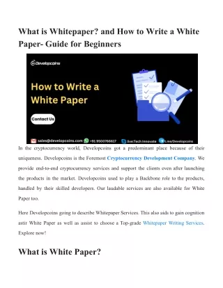 What is Whitepaper? and How to Write a White Paper- Guide for Beginners