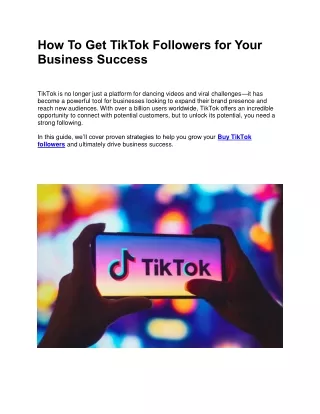 How To Get TikTok Followers for Your Business Success