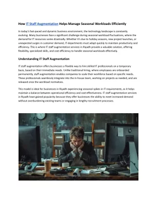 How IT Staff Augmentation Helps Manage Seasonal Workloads Efficiently