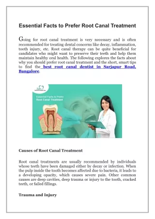 Essential Facts to Prefer Root Canal Treatment