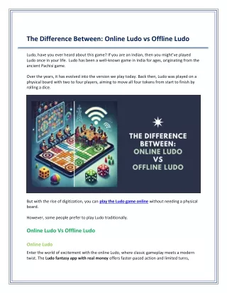 The Difference Between Online Ludo vs Offline Ludo