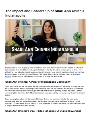 The Impact and Leadership of Shari Ann Chinnis Indianapolis