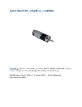 Bubble Magic Pollen Tumbler Replacement Motor