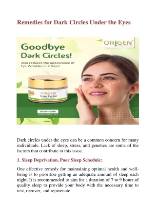 Remedies for Dark Circles Under the Eyes