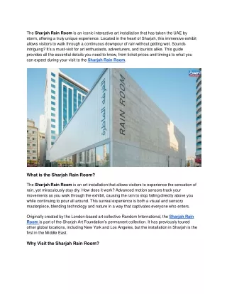 Sharjah Rain Room_ A Complete Visitor’s Guide to Tickets and Pricing