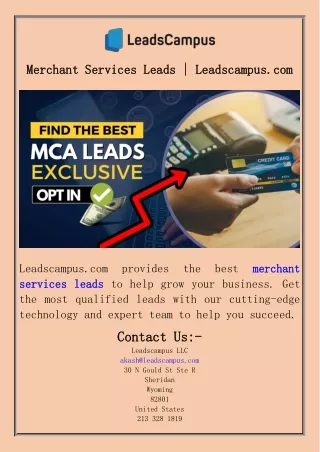 Merchant Services Leads  Leadscampus.com